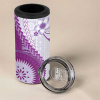 Bula Fiji 4 in 1 Can Cooler Tumbler Violet Plumeria Masi Tapa Pattern LT05 - Polynesian Pride