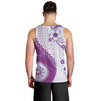 Bula Fiji Men Tank Top Violet Plumeria Masi Tapa Pattern LT05 - Polynesian Pride