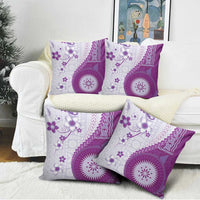 Bula Fiji Pillow Cover Violet Plumeria Masi Tapa Pattern LT05 - Polynesian Pride
