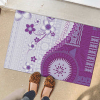 Bula Fiji Rubber Doormat Violet Plumeria Masi Tapa Pattern LT05 - Polynesian Pride