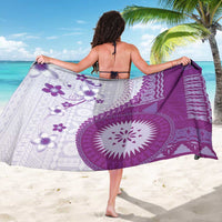 Bula Fiji Sarong Violet Plumeria Masi Tapa Pattern LT05 - Polynesian Pride