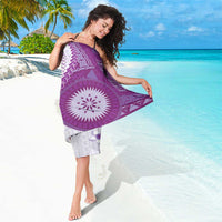 Bula Fiji Sarong Violet Plumeria Masi Tapa Pattern LT05 - Polynesian Pride