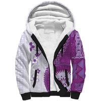 Bula Fiji Sherpa Hoodie Violet Plumeria Masi Tapa Pattern LT05 Unisex Violet - Polynesian Pride