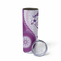 Bula Fiji Skinny Tumbler Violet Plumeria Masi Tapa Pattern LT05 - Polynesian Pride