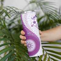 Bula Fiji Skinny Tumbler Violet Plumeria Masi Tapa Pattern LT05 - Polynesian Pride