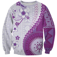Bula Fiji Sweatshirt Violet Plumeria Masi Tapa Pattern LT05 Unisex Violet - Polynesian Pride