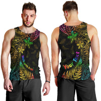 Personalised New Zealand Wellington Pride Men Tank Top Rainbow Silver Fern Paua Shell LT05 - Polynesian Pride