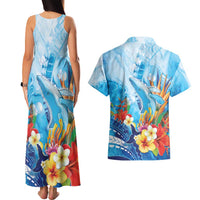 Polynesia Humpback Whale Couples Matching Tank Maxi Dress and Hawaiian Shirt Ocean Style