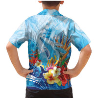 Polynesia Humpback Whale Family Matching Mermaid Dress and Hawaiian Shirt Ocean Style