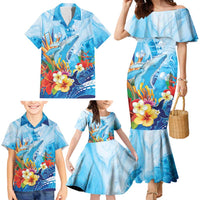 Polynesia Humpback Whale Family Matching Mermaid Dress and Hawaiian Shirt Ocean Style