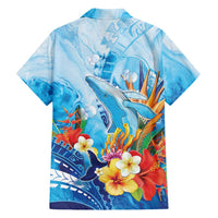 Polynesia Humpback Whale Family Matching Short Sleeve Bodycon Dress and Hawaiian Shirt Ocean Style
