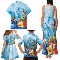 Polynesia Humpback Whale Family Matching Tank Maxi Dress and Hawaiian Shirt Ocean Style