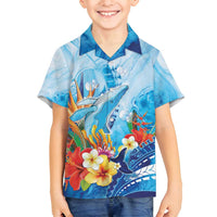Polynesia Humpback Whale Family Matching Tank Maxi Dress and Hawaiian Shirt Ocean Style