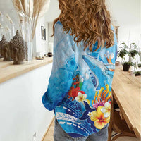 Polynesia Humpback Whale Women Casual Shirt Ocean Style