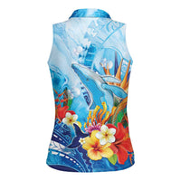 Polynesia Humpback Whale Women Sleeveless Polo Shirt Ocean Style