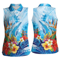 Polynesia Humpback Whale Women Sleeveless Polo Shirt Ocean Style