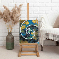 New Zealand Tui Bird Canvas Wall Art Maori Koru With Kowhai Flowers