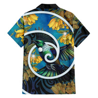 New Zealand Tui Bird Family Matching Mermaid Dress and Hawaiian Shirt Maori Koru With Kowhai Flowers LT05 - Polynesian Pride