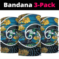 New Zealand Tui Bird Neck Gaiter Maori Koru With Kowhai Flowers LT05 package One Size: 25*50cm Black - Polynesian Pride