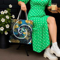 New Zealand Tui Bird Tote Bag Maori Koru With Kowhai Flowers