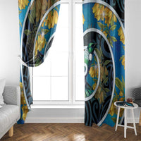 New Zealand Tui Bird Window Curtain Maori Koru With Kowhai Flowers