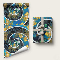 New Zealand Tui Bird Wrapping Paper Maori Koru With Kowhai Flowers