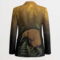 New Zealand Kiwi Bird Blazer Silver Fern Mix Maori Pattern
