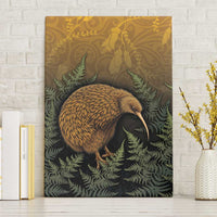 New Zealand Kiwi Bird Canvas Wall Art Silver Fern Mix Maori Pattern