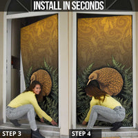 New Zealand Kiwi Bird Door Cover Silver Fern Mix Maori Pattern