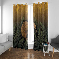 New Zealand Kiwi Bird Window Curtain Silver Fern Mix Maori Pattern