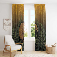 New Zealand Kiwi Bird Window Curtain Silver Fern Mix Maori Pattern