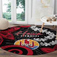 Tahiti Heiva Festival Round Carpet Floral Pattern With Coat Of Arms LT05 - Polynesian Pride