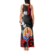 Tahiti Heiva Festival Tank Maxi Dress Floral Pattern With Coat Of Arms LT05 - Polynesian Pride