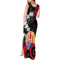 Tahiti Heiva Festival Tank Maxi Dress Floral Pattern With Coat Of Arms LT05 - Polynesian Pride