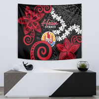 Tahiti Heiva Festival Tapestry Floral Pattern With Coat Of Arms LT05 - Polynesian Pride