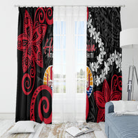 Tahiti Heiva Festival Window Curtain Floral Pattern With Coat Of Arms LT05 - Polynesian Pride