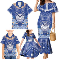 Marshall Islands Jemenei Day Family Matching Mermaid Dress and Hawaiian Shirt Polynesian Tribal Tattoo Seashell Necklace