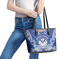 Marshall Islands Jemenei Day Leather Tote Bag Polynesian Tribal Tattoo Seashell Necklace