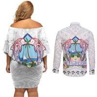 Guam Chamorro Liberation Day Couples Matching Off Shoulder Short Dress and Long Sleeve Button Shirt 81st Anniversary LT05