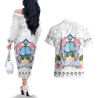 Guam Chamorro Liberation Day Couples Matching Off The Shoulder Long Sleeve Dress and Hawaiian Shirt 81st Anniversary LT05