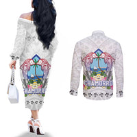 Guam Chamorro Liberation Day Couples Matching Off The Shoulder Long Sleeve Dress and Long Sleeve Button Shirt 82nd Anniversary LT05 - Polynesian Pride