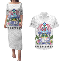 Guam Chamorro Liberation Day Couples Matching Puletasi and Hawaiian Shirt 82nd Anniversary LT05 White - Polynesian Pride