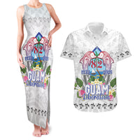 Guam Chamorro Liberation Day Couples Matching Tank Maxi Dress and Hawaiian Shirt 82nd Anniversary LT05 White - Polynesian Pride