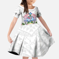 Guam Chamorro Liberation Day Family Matching Off Shoulder Maxi Dress and Hawaiian Shirt 82nd Anniversary LT05 Daughter's Dress White - Polynesian Pride