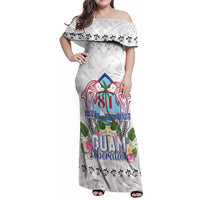 Guam Chamorro Liberation Day Family Matching Off Shoulder Maxi Dress and Hawaiian Shirt 82nd Anniversary LT05 Mom's Dress White - Polynesian Pride