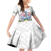 Guam Chamorro Liberation Day Family Matching Off Shoulder Short Dress and Hawaiian Shirt 82nd Anniversary LT05 Daughter's Dress White - Polynesian Pride