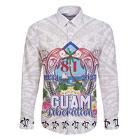 Guam Chamorro Liberation Day Family Matching Off Shoulder Short Dress and Hawaiian Shirt 82nd Anniversary LT05 Dad's Shirt - Long Sleeve White - Polynesian Pride