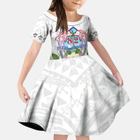 Guam Chamorro Liberation Day Family Matching Puletasi and Hawaiian Shirt 82nd Anniversary LT05 Daughter's Dress White - Polynesian Pride
