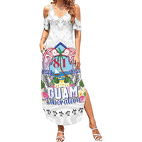 Guam Chamorro Liberation Day Family Matching Summer Maxi Dress and Hawaiian Shirt 82nd Anniversary LT05 Mom's Dress White - Polynesian Pride