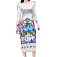 Guam Chamorro Liberation Day Long Sleeve Bodycon Dress 82nd Anniversary LT05 Long Dress White - Polynesian Pride